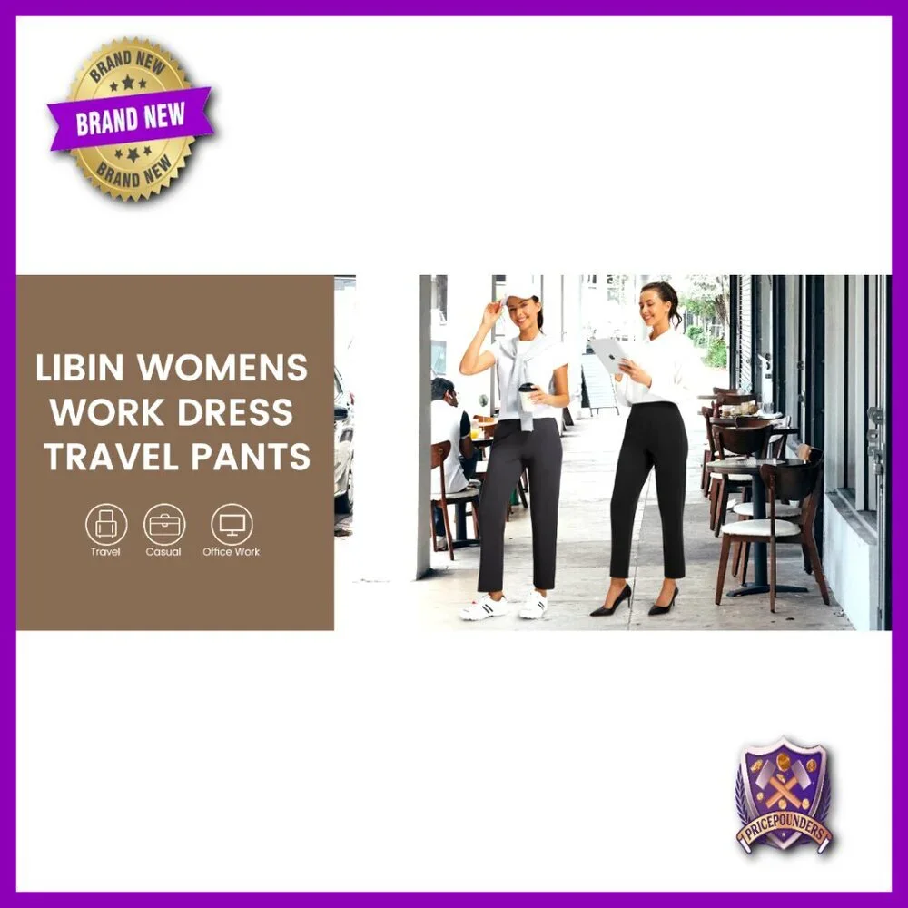 Stretchy 7/8 Ankle Pants Athletic Workout Golf Travel Dress Slacks with Pockets